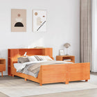 Pine Wood Bed Frame without Mattress Washed Brown 150x200 cm