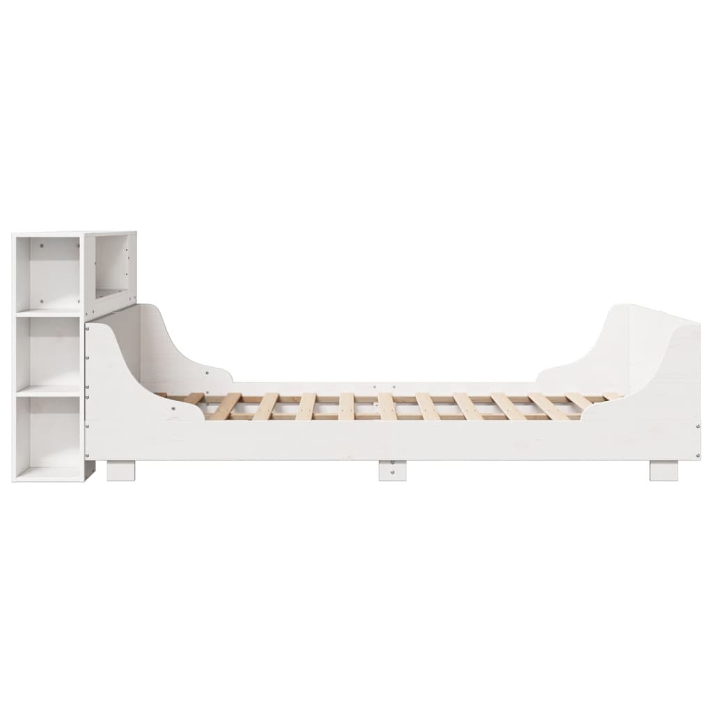 Bedframe zonder matras massief grenenhout wit 140x200 cm