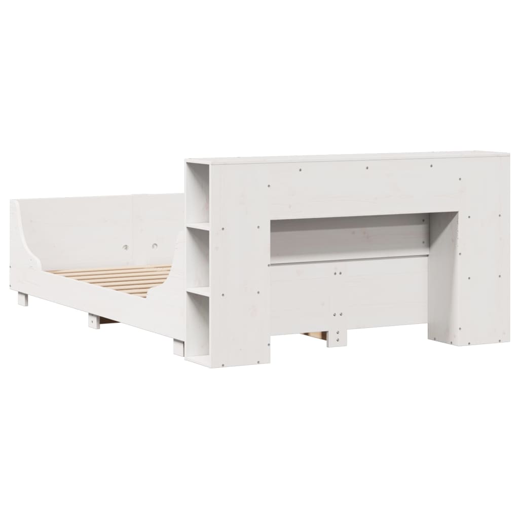 Bedframe zonder matras massief grenenhout wit 140x200 cm
