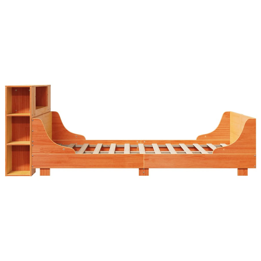 Bedframe zonder matras massief grenenhout wasbruin 140x200 cm