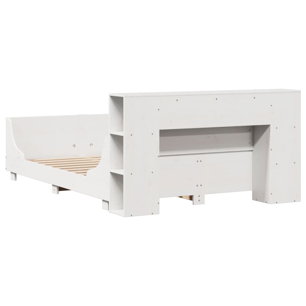 Bedframe zonder matras massief grenenhout wit 120x200 cm