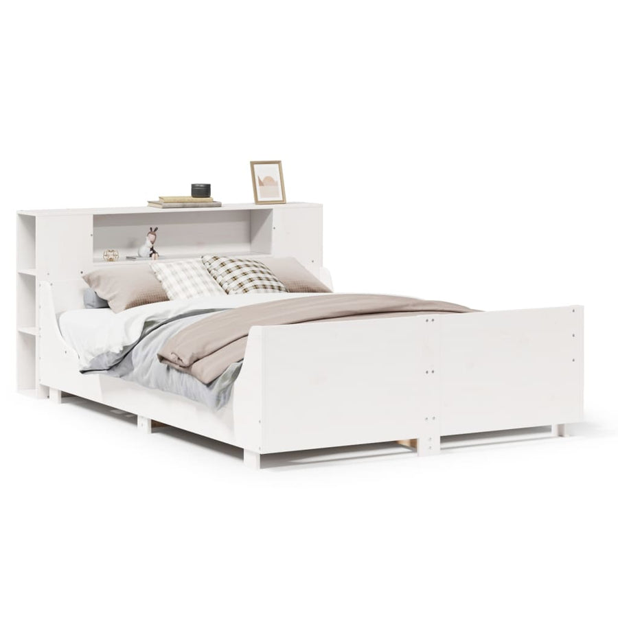 Bedframe zonder matras massief grenenhout wit 140x190 cm