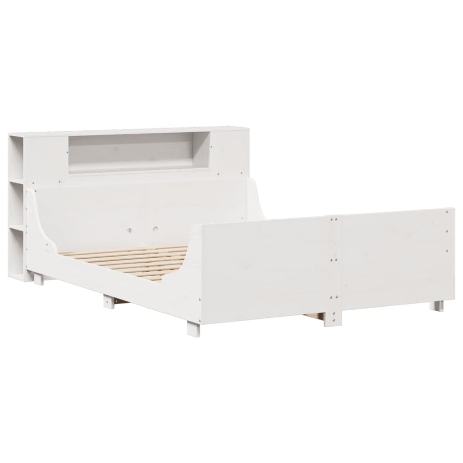 Bedframe zonder matras massief grenenhout wit 140x190 cm