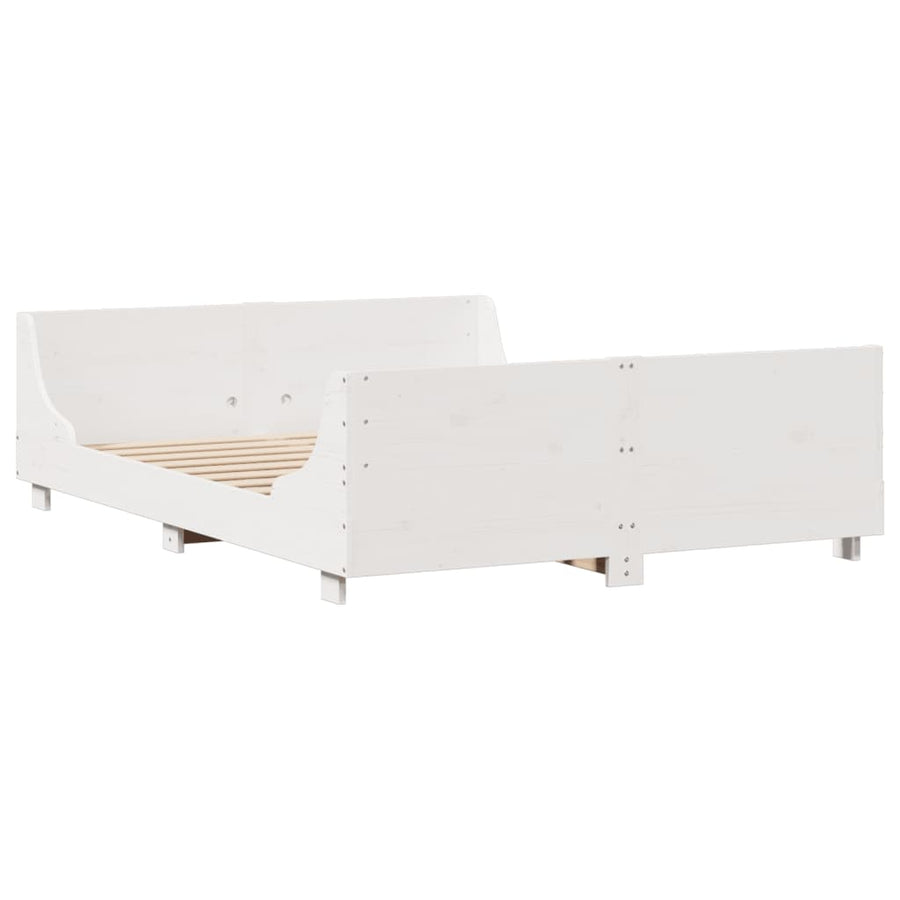 Bedframe zonder matras massief grenenhout wit 140x190 cm