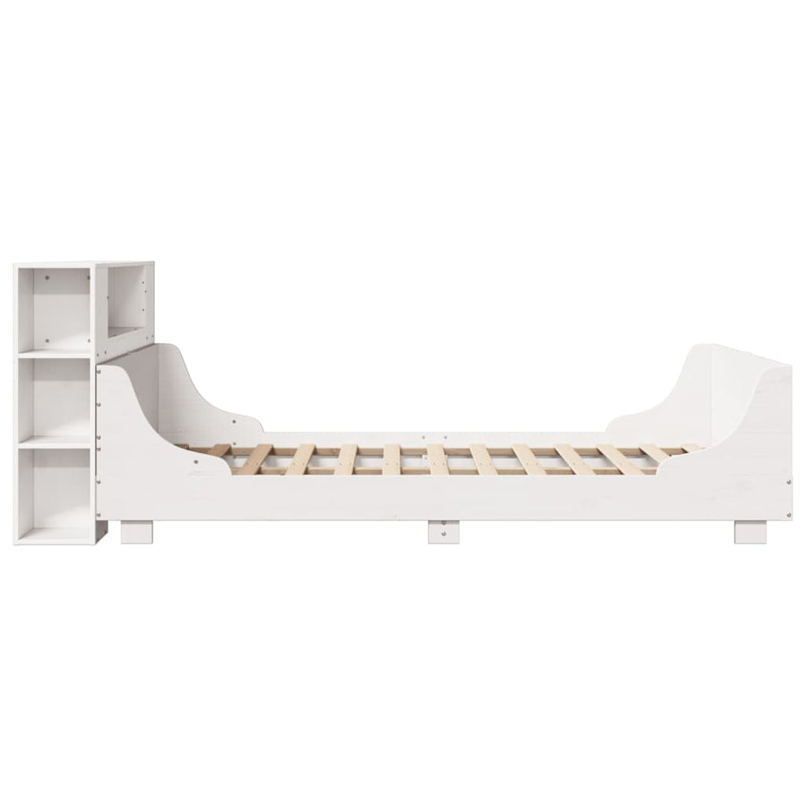 Bedframe zonder matras massief grenenhout wit 140x190 cm