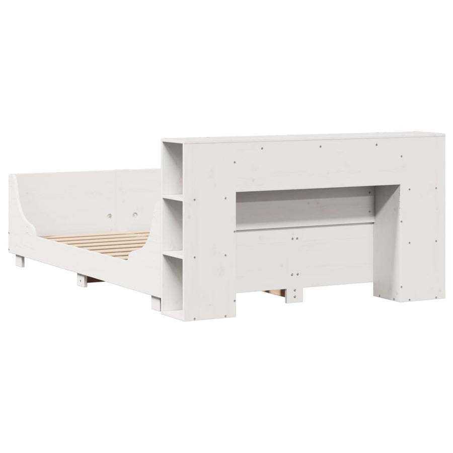 Bedframe zonder matras massief grenenhout wit 140x190 cm