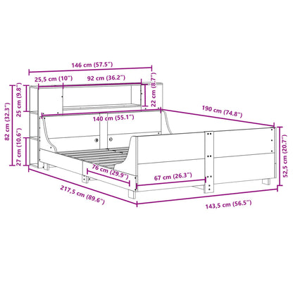 Bed met matras massief grenenhout wasbruin 140x190 cm
