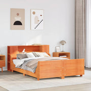Bed with mattress solid pine wash brown 140x190 cm