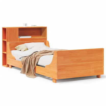 Bedframe zonder matras massief grenenhout wasbruin 100x200 cm