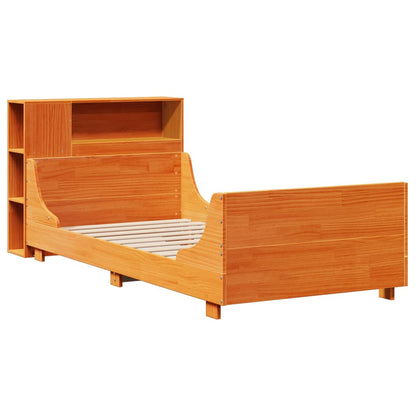 Bedframe zonder matras massief grenenhout wasbruin 100x200 cm