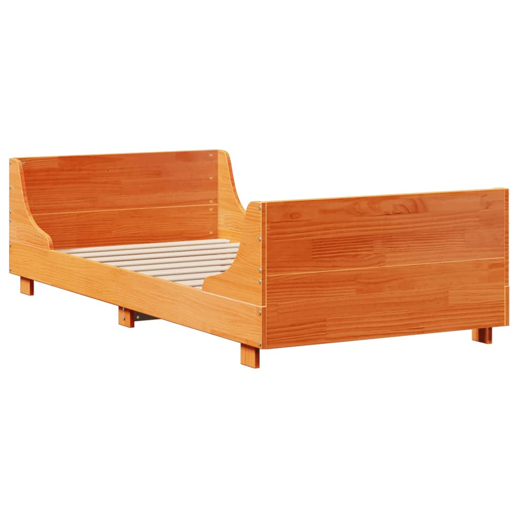 Bedframe zonder matras massief grenenhout wasbruin 100x200 cm