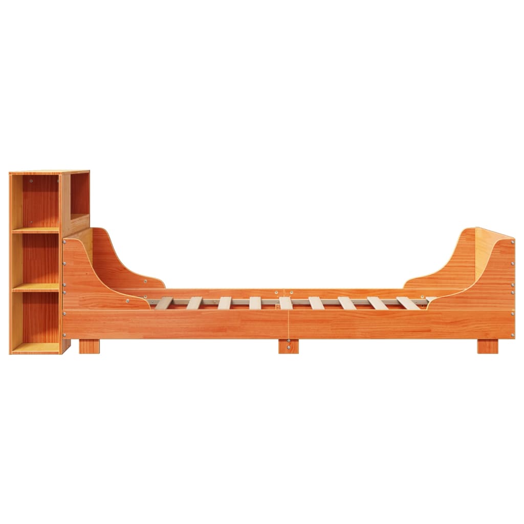 Bedframe zonder matras massief grenenhout wasbruin 100x200 cm