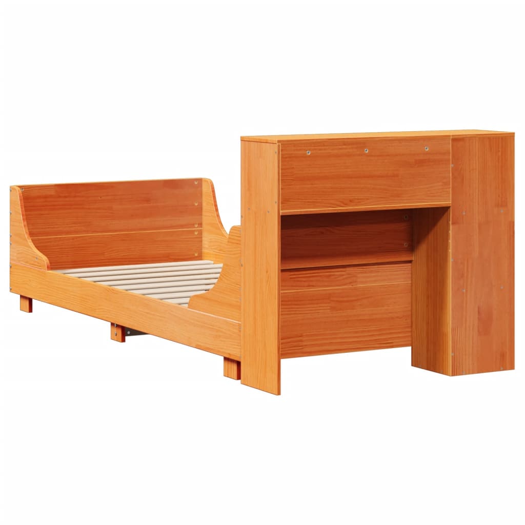 Bedframe zonder matras massief grenenhout wasbruin 100x200 cm