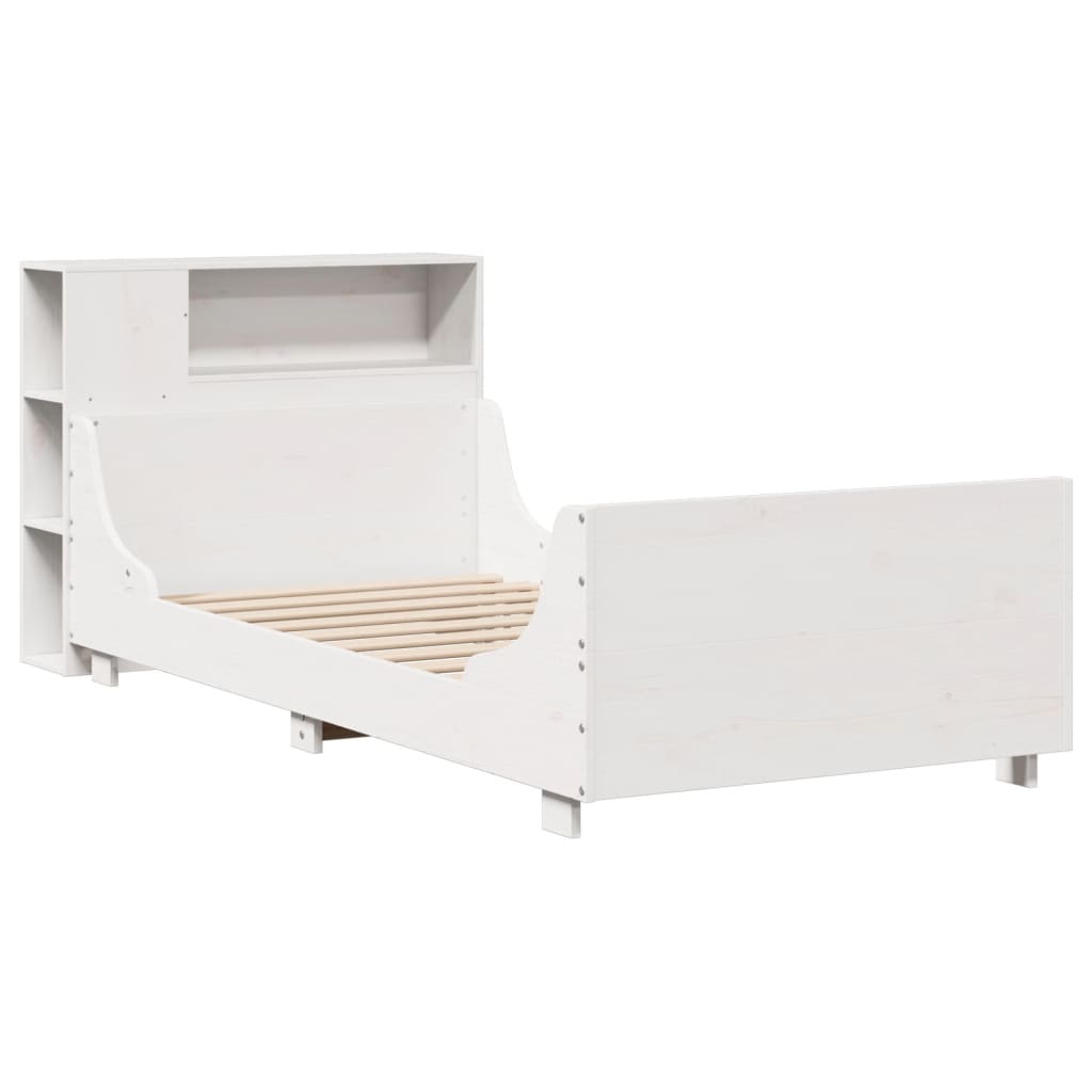 Bedframe zonder matras massief grenenhout wit 75x190 cm