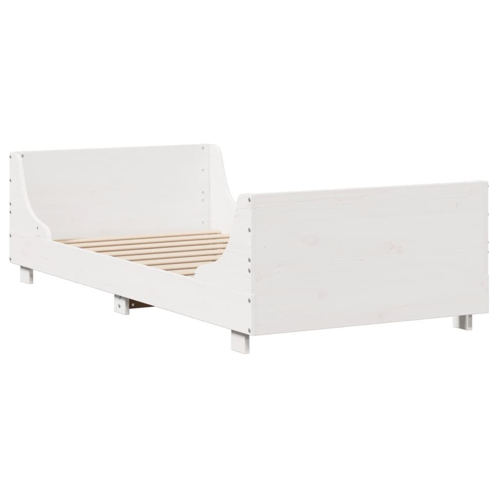 Bedframe zonder matras massief grenenhout wit 75x190 cm