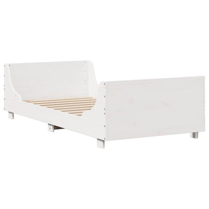 Bedframe zonder matras massief grenenhout wit 75x190 cm