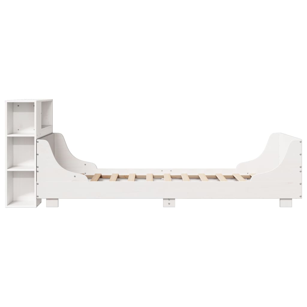 Bedframe zonder matras massief grenenhout wit 75x190 cm