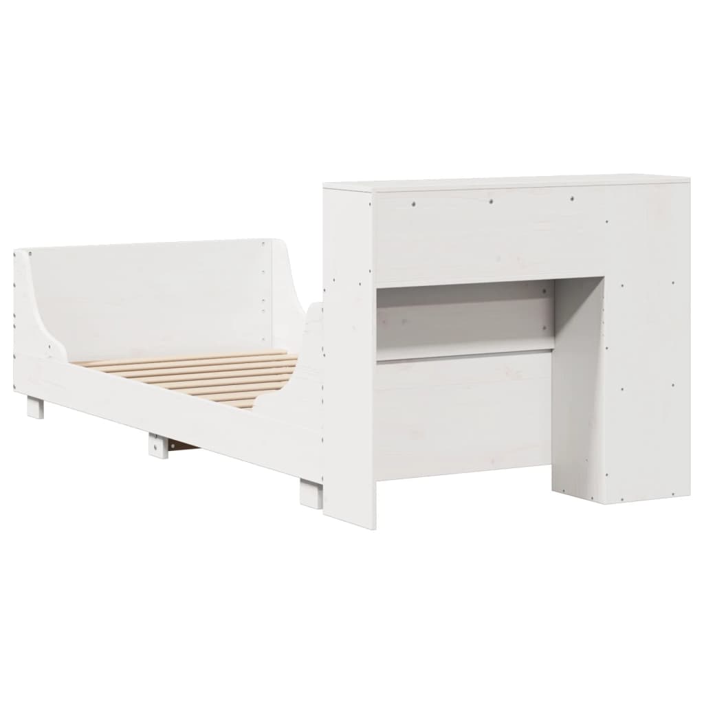Bedframe zonder matras massief grenenhout wit 75x190 cm