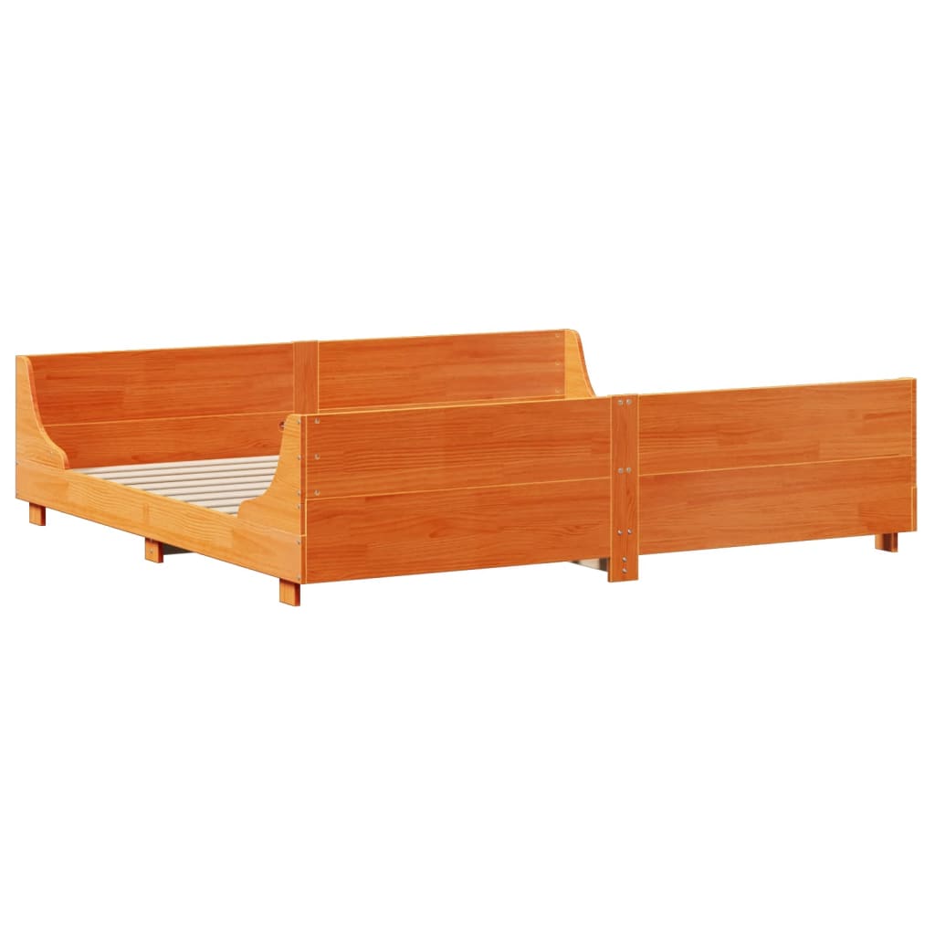 Bed met boekenkast zonder matras hout wasbruin 200x200 cm