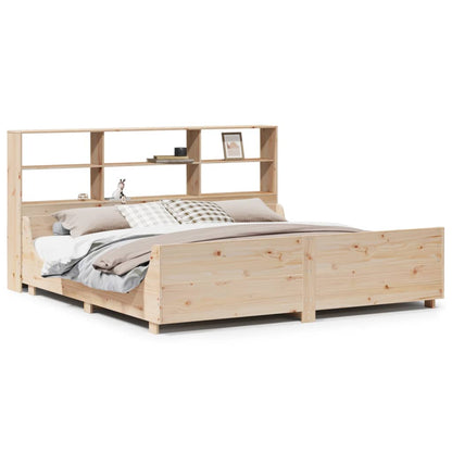Bed met boekenkast zonder matras massief hout 180x200 cm