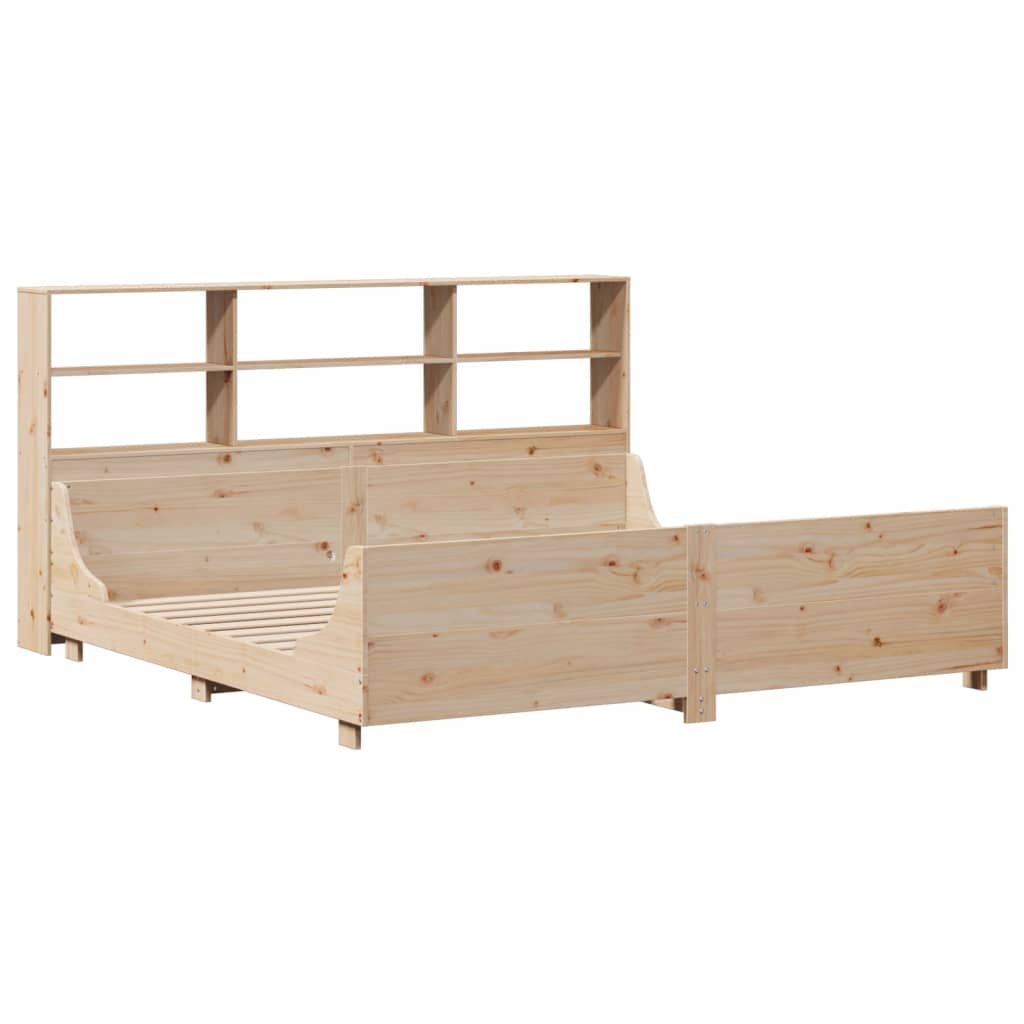 Bed met boekenkast zonder matras massief hout 180x200 cm