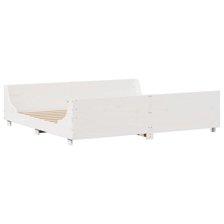 Bed met boekenkast zonder matras massief hout wit 180x200 cm