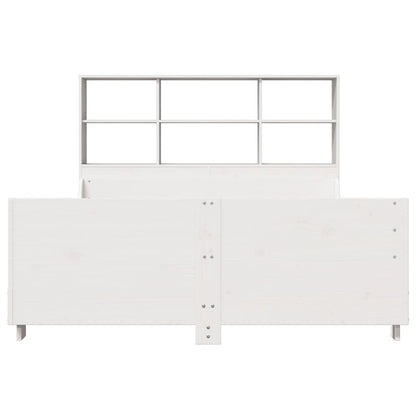 Bed met boekenkast zonder matras massief hout wit 160x200 cm
