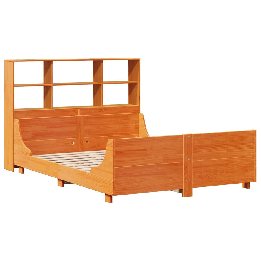 Bed met boekenkast zonder matras hout wasbruin 160x200 cm