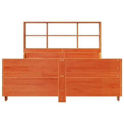 Bed met boekenkast zonder matras hout wasbruin 160x200 cm