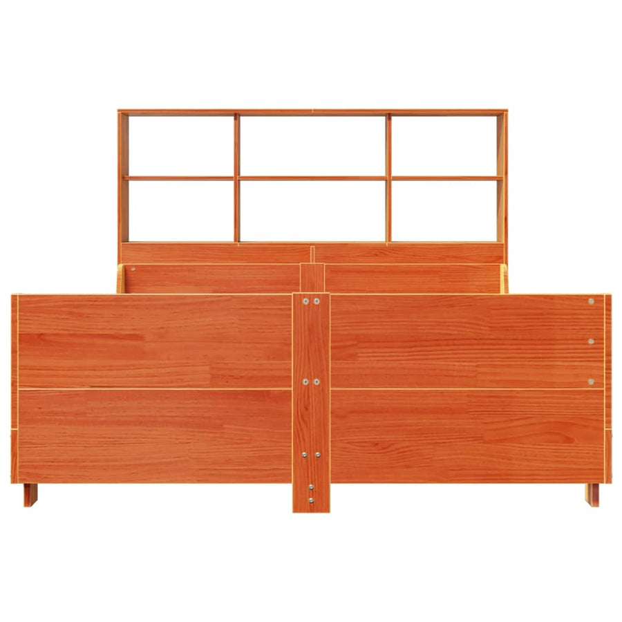 Bed met boekenkast zonder matras hout wasbruin 160x200 cm