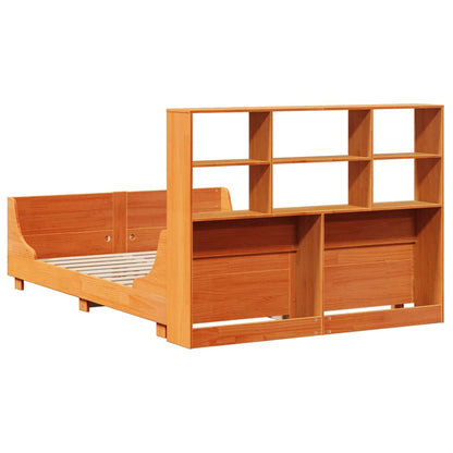 Bed met boekenkast zonder matras hout wasbruin 160x200 cm
