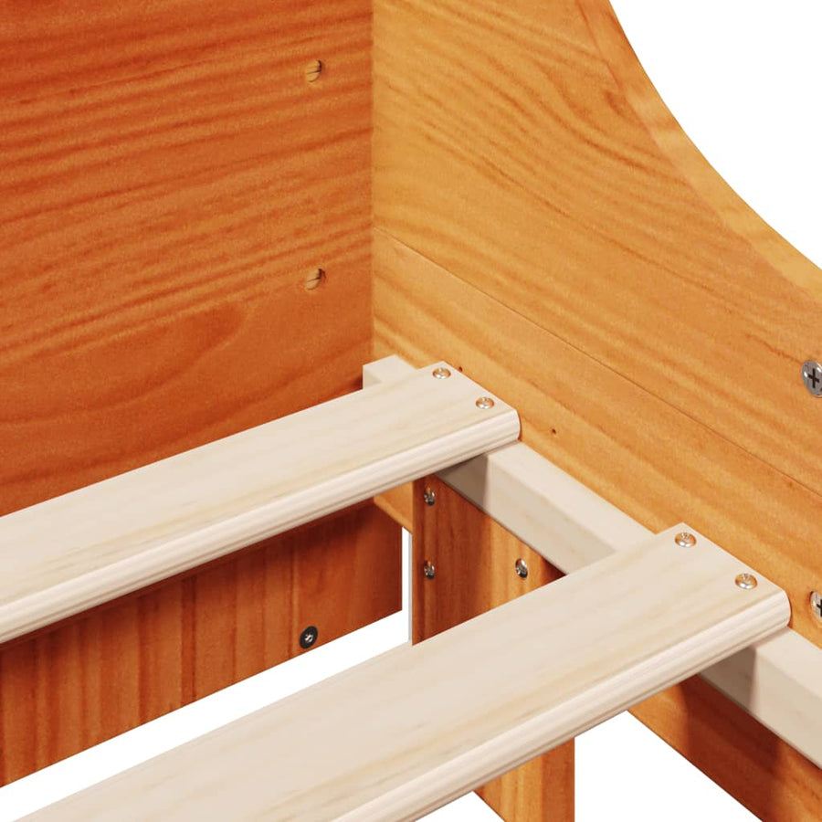 Bed met boekenkast zonder matras hout wasbruin 160x200 cm