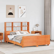 Bed met boekenkast 160x200 cm massief grenenhout wasbruin