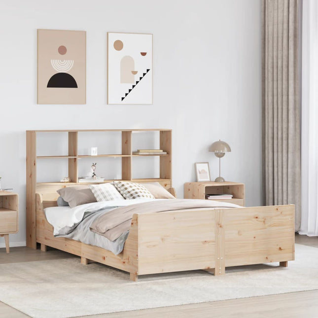 Bed met boekenkast zonder matras massief hout 150x200 cm