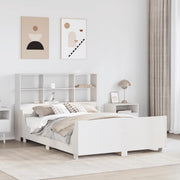 Bed 140x200 cm massief grenenhout wit met boekenkast
