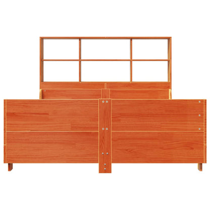 Bed met boekenkast zonder matras hout wasbruin 140x200 cm