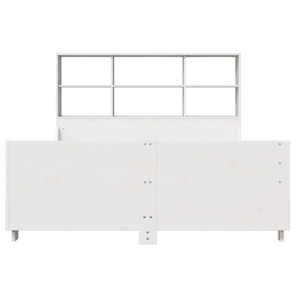 Bed met boekenkast zonder matras massief hout wit 140x190 cm