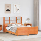 Bed met boekenkast zonder matras hout wasbruin 140x190 cm