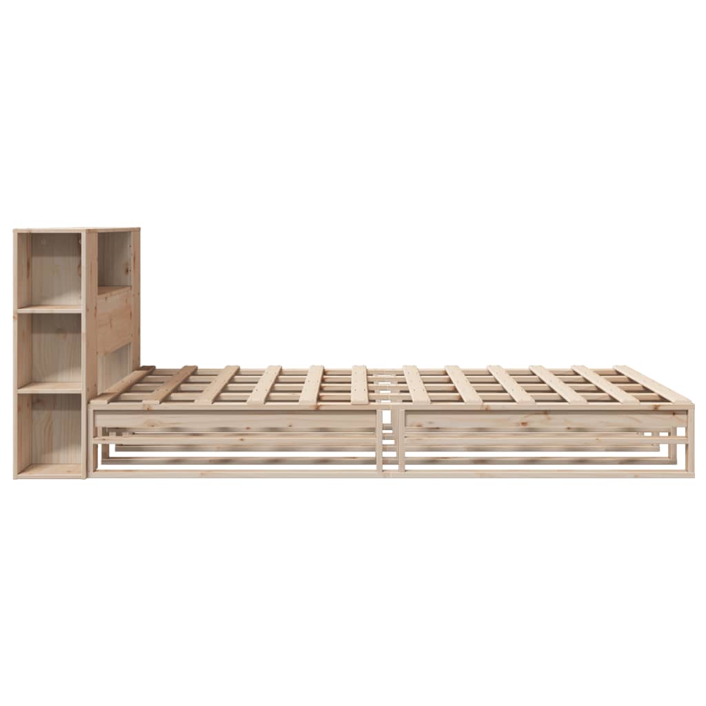 Bed met boekenkast zonder matras massief hout 150x200 cm