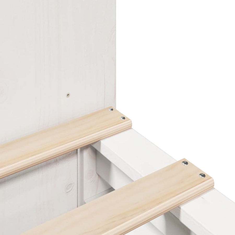 Bed met boekenkast zonder matras massief hout wit 150x200 cm