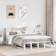 Bed met boekenkast massief grenenhout wit 150x200 cm