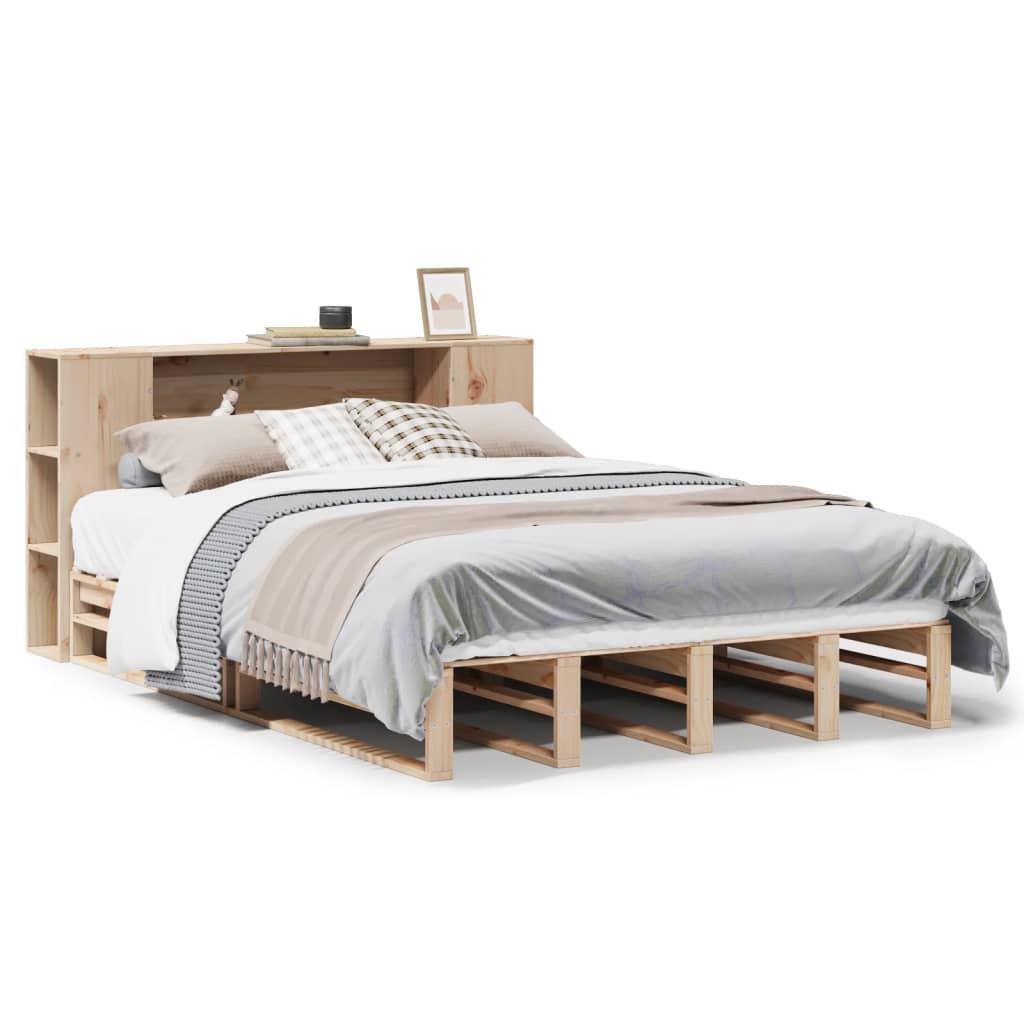 Bed met boekenkast zonder matras massief hout 160x200 cm