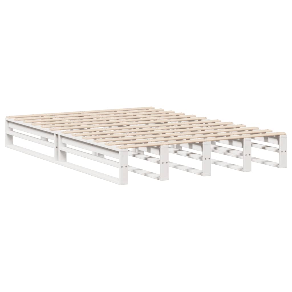 Bed met boekenkast zonder matras massief hout wit 160x200 cm
