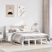 Bed 160x200 cm massief hout wit met boekenkast