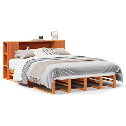 Bed met boekenkast zonder matras hout wasbruin 160x200 cm