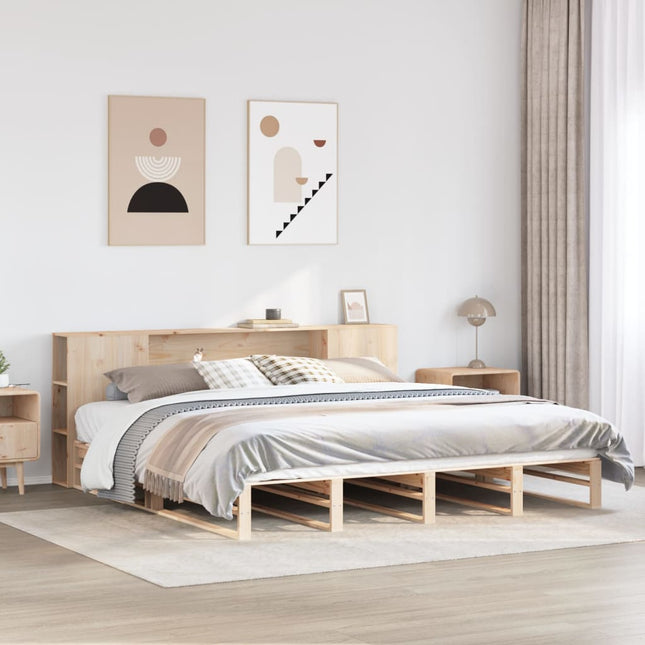 Bed met boekenkast zonder matras massief hout 180x200 cm