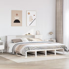 Bed met boekenkast zonder matras massief hout wit 180x200 cm