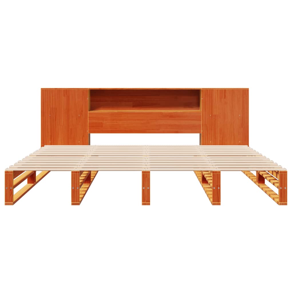 Bed met boekenkast zonder matras hout wasbruin 180x200 cm