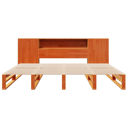 Bed met boekenkast zonder matras hout wasbruin 180x200 cm