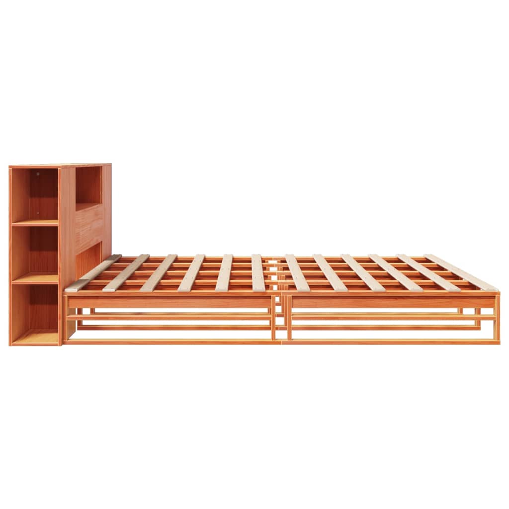 Bed met boekenkast zonder matras hout wasbruin 180x200 cm